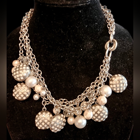 St. John Jewelry - Vintage St John Knits Pearl & Flash Opal Charms Multistrand Necklace